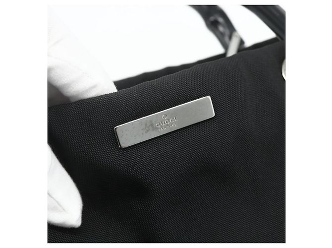 GUCCI Bamboo Handtasche Nylon Schwarz Silber 002 1016 Auth 179302 - Ansicht 14