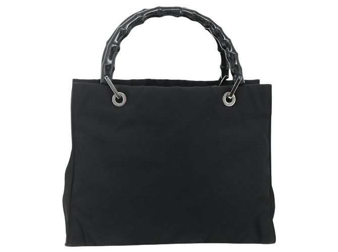 GUCCI Bamboo Handtasche Nylon Schwarz Silber 002 1016 Auth 179302 - Ansicht 3