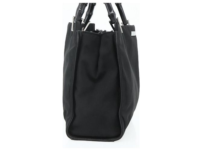 GUCCI Bamboo Handtasche Nylon Schwarz Silber 002 1016 Auth 179302 - Ansicht 4