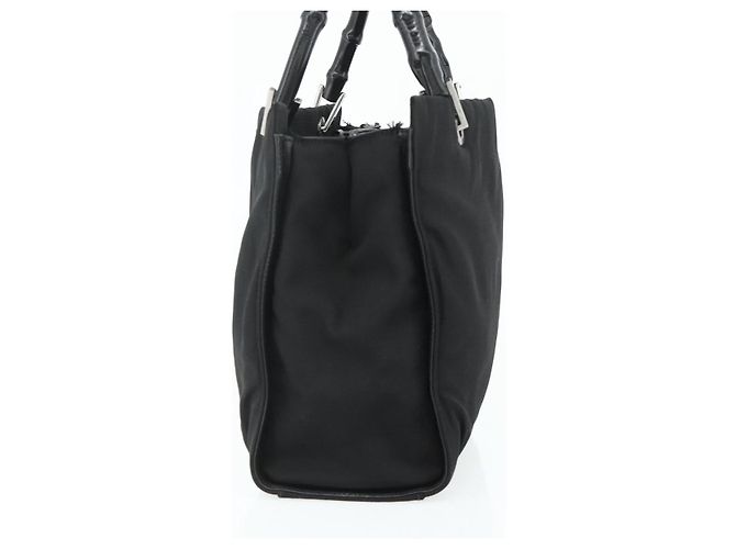 GUCCI Bamboo Handtasche Nylon Schwarz Silber 002 1016 Auth 179302 - Ansicht 5