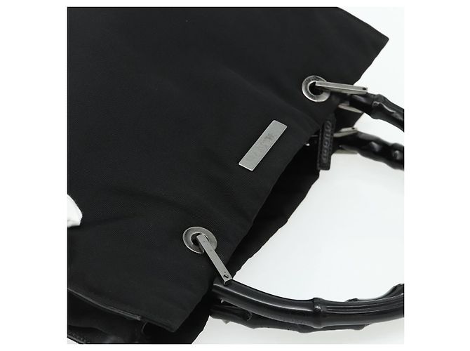GUCCI Bamboo Handtasche Nylon Schwarz Silber 002 1016 Auth 179302 - Ansicht 6