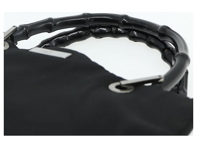 GUCCI Bamboo Handtasche Nylon Schwarz Silber 002 1016 Auth 179302 - Ansicht 8