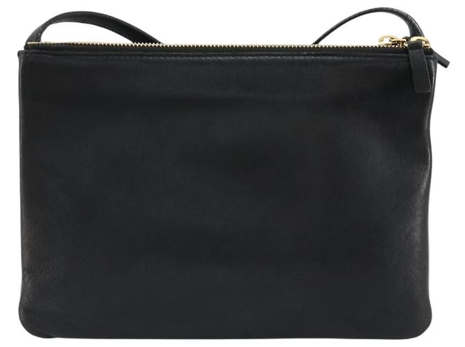 Céline Bolsa de Ombro Trio CELINE em Couro Preto e Ouro Auth mr2435 Dourado - vista 3