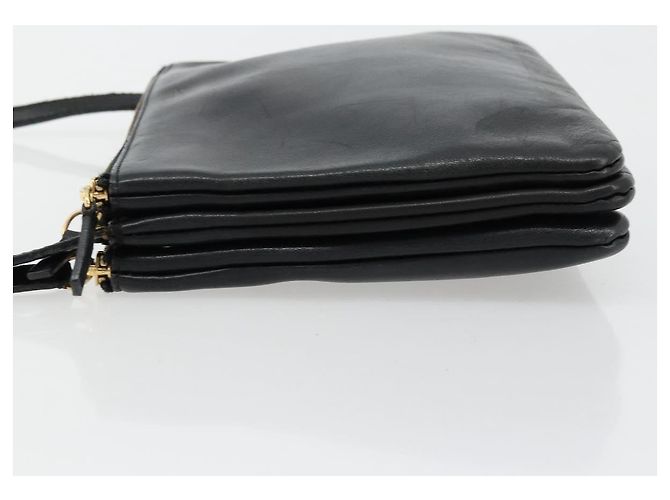 Céline Bolsa de Ombro Trio CELINE em Couro Preto e Ouro Auth mr2435 Dourado - vista 5