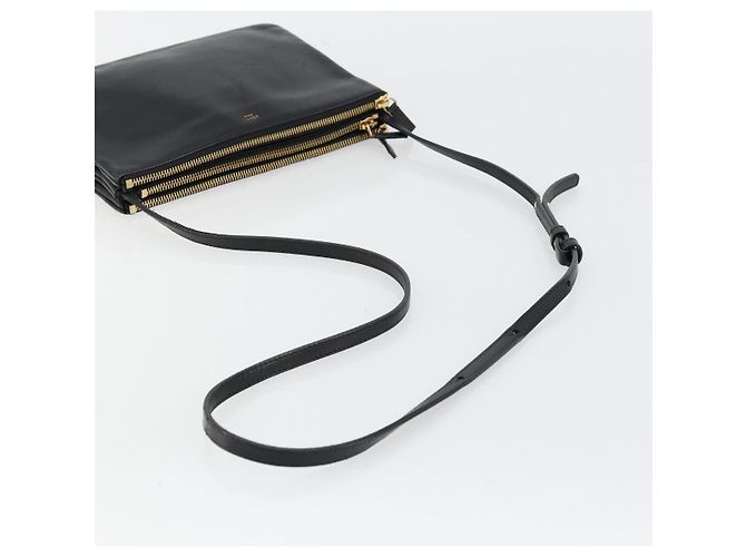 Céline Bolsa de Ombro Trio CELINE em Couro Preto e Ouro Auth mr2435 Dourado - vista 7