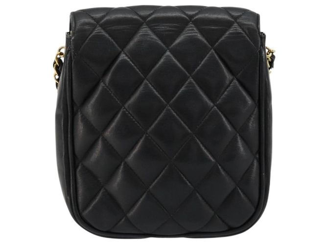 CHANEL Matelasse Chain Shoulder Bag Lamb Skin Black Gold CC Auth BA12607 Nero D'oro - vista 3