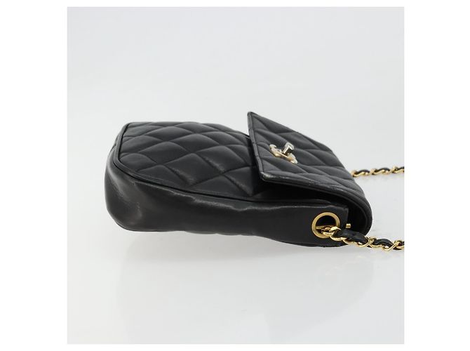 CHANEL Matelasse Chain Shoulder Bag Lamb Skin Black Gold CC Auth BA12607 Nero D'oro - vista 4