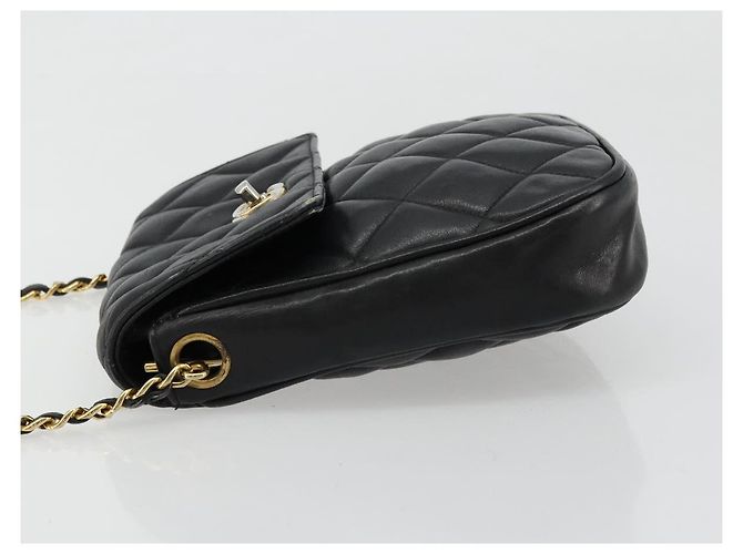 CHANEL Matelasse Chain Shoulder Bag Lamb Skin Black Gold CC Auth BA12607 Nero D'oro - vista 5