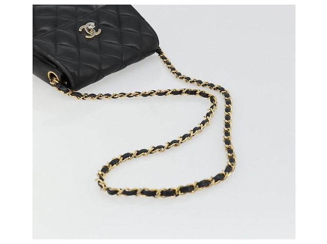 CHANEL Matelasse Chain Shoulder Bag Lamb Skin Black Gold CC Auth BA12607 Nero D'oro - vista 7