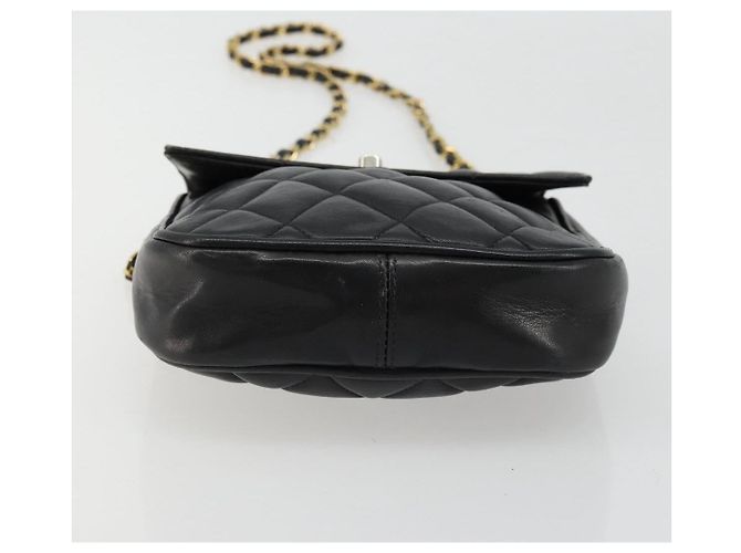 CHANEL Matelasse Chain Shoulder Bag Lamb Skin Black Gold CC Auth BA12607 Nero D'oro - vista 9