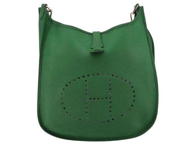 Hermès Borsa a Spalla HERMES Evelyn GM in Pelle Verde Oro Auth bs34987A D'oro - vista 2