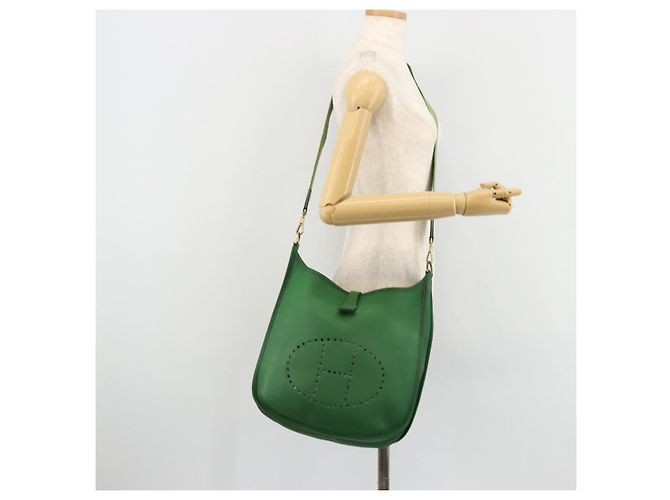 Hermès Borsa a Spalla HERMES Evelyn GM in Pelle Verde Oro Auth bs34987A D'oro - vista 22