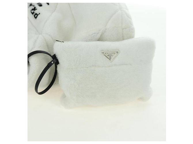 PRADA Shearing Tote Bag Mouton Weiß Silber Auth mr2498V - Ansicht 18