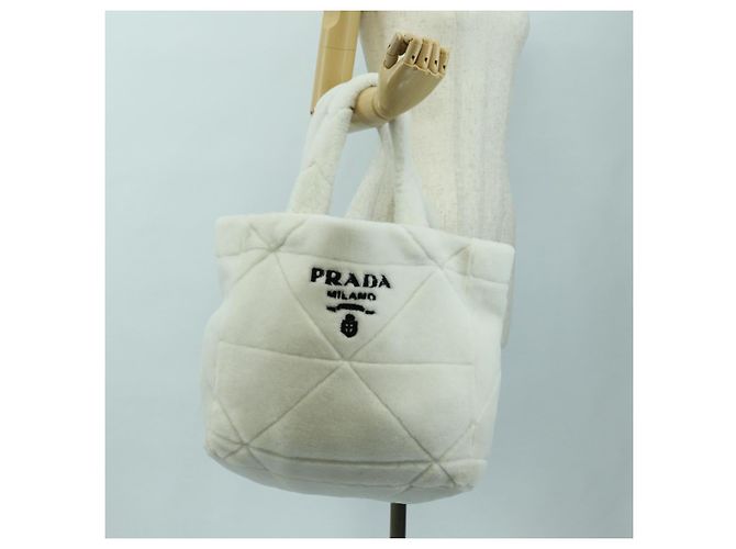 PRADA Shearing Tote Bag Mouton Weiß Silber Auth mr2498V - Ansicht 24