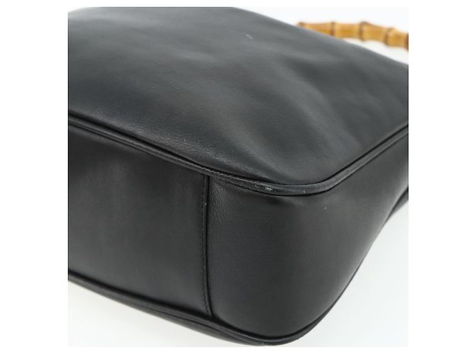 Borsa a Spalla GUCCI Bamboo in Pelle 2way Nero Oro 001 1705 1638 Auth 180041 D'oro - vista 12