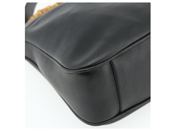 Borsa a Spalla GUCCI Bamboo in Pelle 2way Nero Oro 001 1705 1638 Auth 180041 D'oro - vista 13