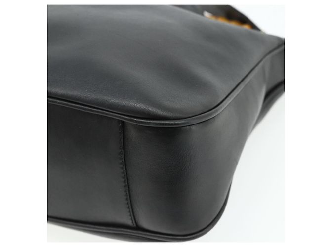 Borsa a Spalla GUCCI Bamboo in Pelle 2way Nero Oro 001 1705 1638 Auth 180041 D'oro - vista 14