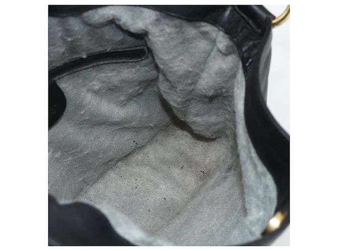 Borsa a Spalla GUCCI Bamboo in Pelle 2way Nero Oro 001 1705 1638 Auth 180041 D'oro - vista 18