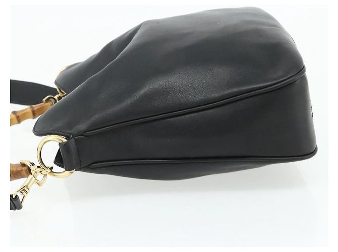 Borsa a Spalla GUCCI Bamboo in Pelle 2way Nero Oro 001 1705 1638 Auth 180041 D'oro - vista 4