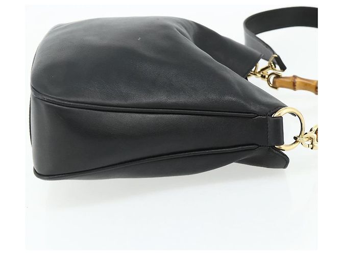 Borsa a Spalla GUCCI Bamboo in Pelle 2way Nero Oro 001 1705 1638 Auth 180041 D'oro - vista 5