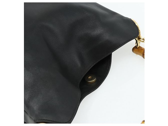 Borsa a Spalla GUCCI Bamboo in Pelle 2way Nero Oro 001 1705 1638 Auth 180041 D'oro - vista 6