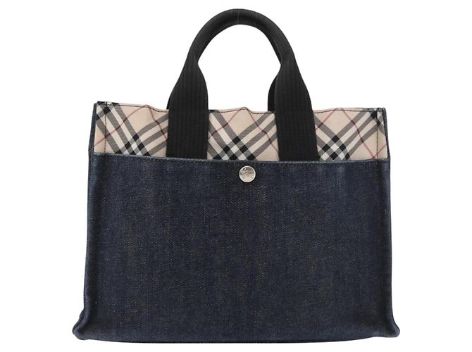 BURBERRY Blue Label Handtasche Denim Blau Silber Auth hk3739A - Ansicht 2