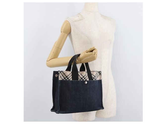BURBERRY Blue Label Handtasche Denim Blau Silber Auth hk3739A - Ansicht 22