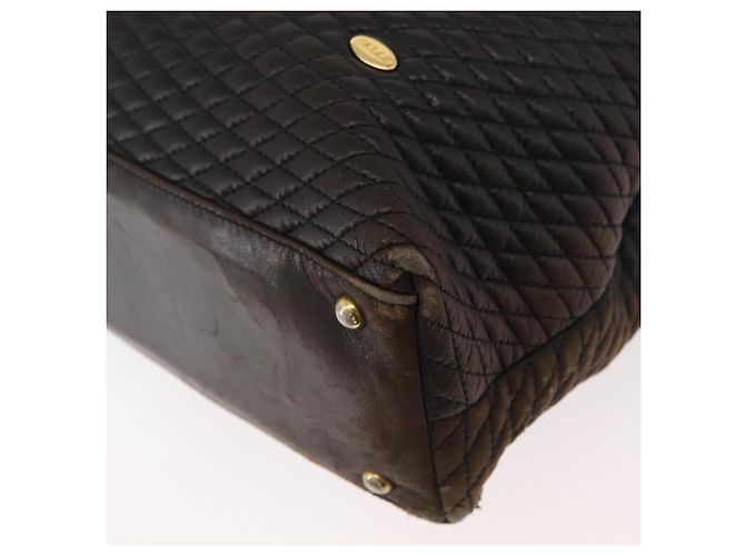 Borsa Tote con Catena BALLY in Pelle Marrone Oro Auth 180178 D'oro - vista 11