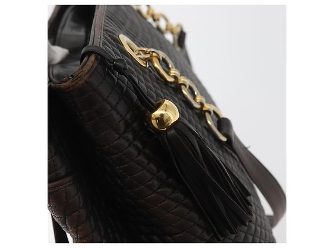 Borsa Tote con Catena BALLY in Pelle Marrone Oro Auth 180178 D'oro - vista 14