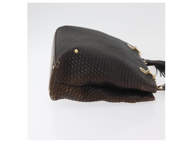 Borsa Tote con Catena BALLY in Pelle Marrone Oro Auth 180178 D'oro - vista 4