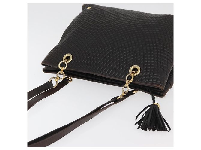 Borsa Tote con Catena BALLY in Pelle Marrone Oro Auth 180178 D'oro - vista 6