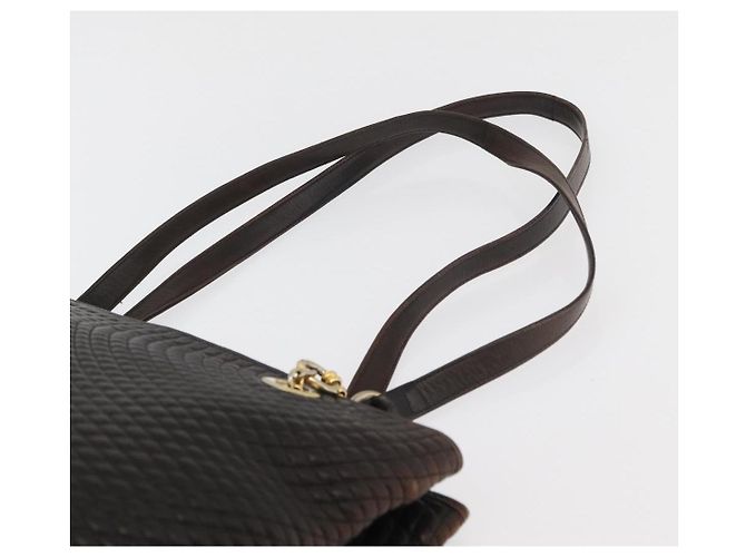 Borsa Tote con Catena BALLY in Pelle Marrone Oro Auth 180178 D'oro - vista 8