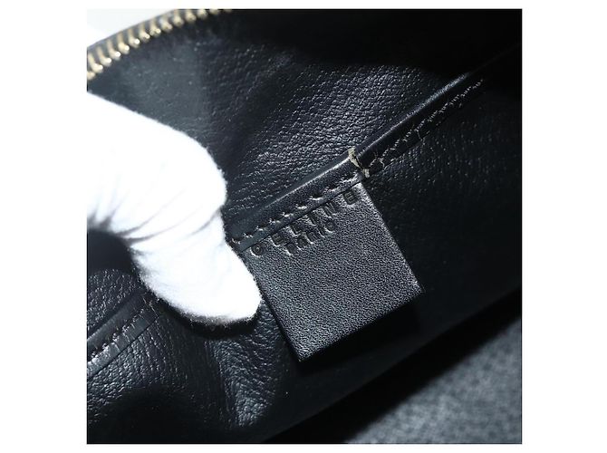 Céline Borsa CELINE Macadam Canvas PVC Pelle Nera Oro Auth mr2503A Nero D'oro - vista 15