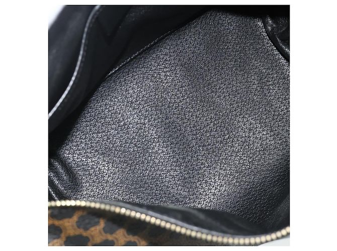 Céline Borsa CELINE Macadam Canvas PVC Pelle Nera Oro Auth mr2503A Nero D'oro - vista 16