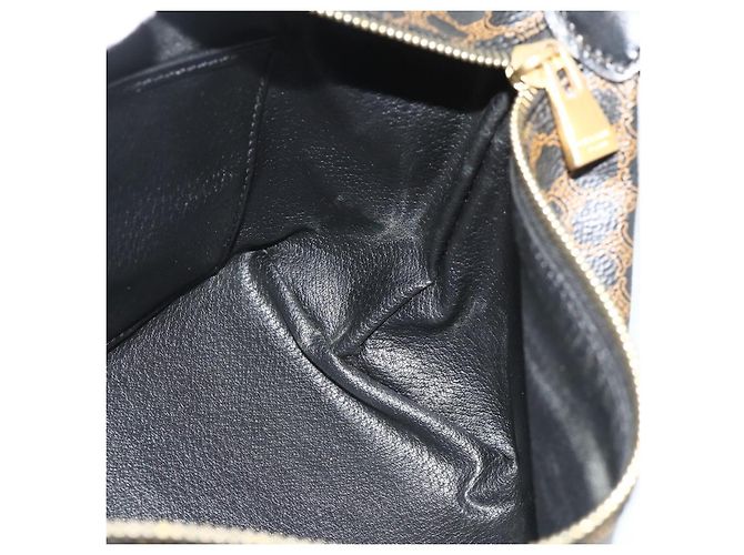Céline Borsa CELINE Macadam Canvas PVC Pelle Nera Oro Auth mr2503A Nero D'oro - vista 17