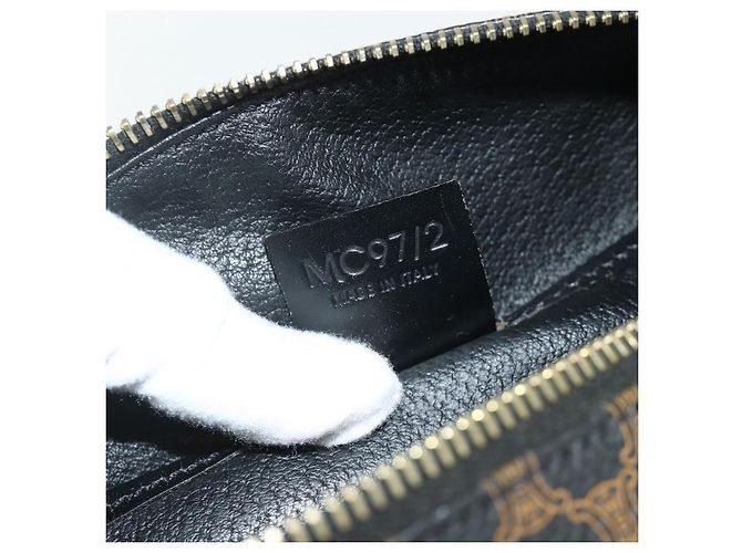 Céline Borsa CELINE Macadam Canvas PVC Pelle Nera Oro Auth mr2503A Nero D'oro - vista 20