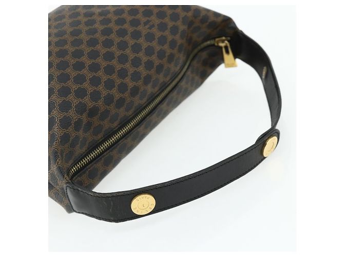 Céline Borsa CELINE Macadam Canvas PVC Pelle Nera Oro Auth mr2503A Nero D'oro - vista 7