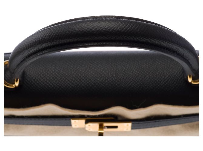 Hermès HERMES Kelly 25 Tasche aus schwarzem Leder - 103510 - Ansicht 10