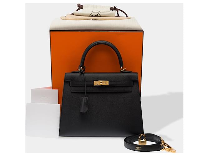 Hermès HERMES Kelly 25 Tasche aus schwarzem Leder - 103510 - Ansicht 2