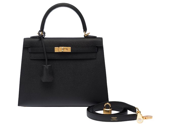 Hermès HERMES Kelly 25 Tasche aus schwarzem Leder - 103510 - Ansicht 3