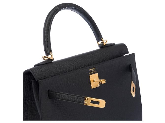 Hermès HERMES Kelly 25 Tasche aus schwarzem Leder - 103510 - Ansicht 7