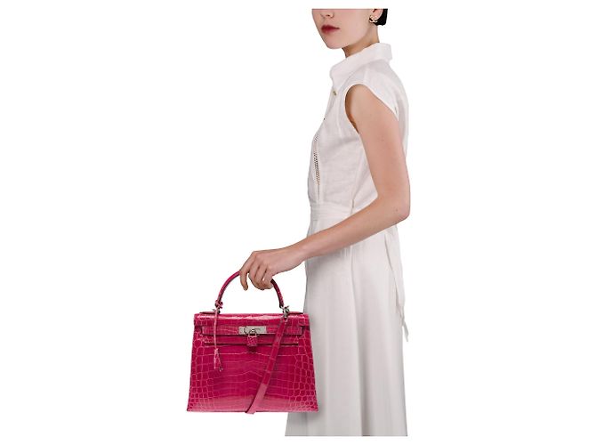 Hermès Borsa HERMES Kelly 28 in Pelle Esotica Rosa - 103511 - vista 13