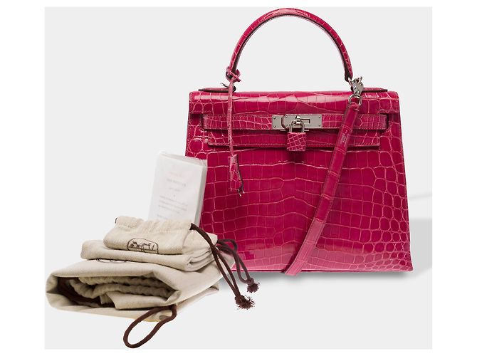 Hermès Borsa HERMES Kelly 28 in Pelle Esotica Rosa - 103511 - vista 2