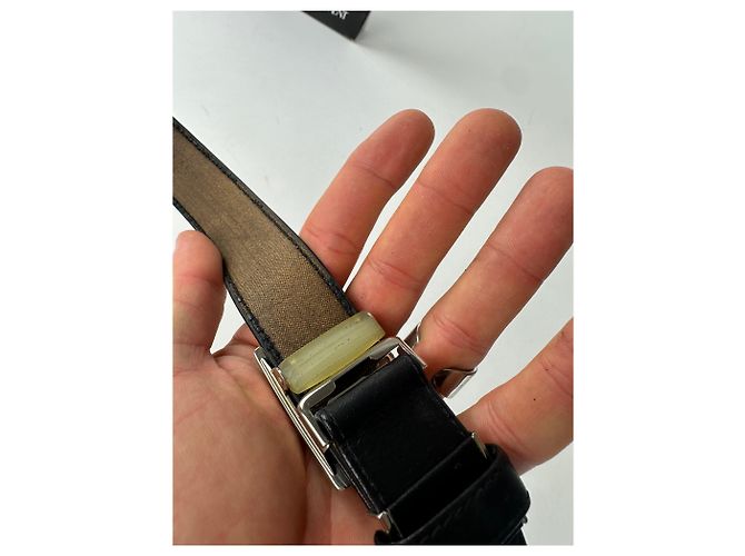 Vintage Yves Saint Laurent Gürtel aus Leder mit Schlangenprägung Schwarz - Ansicht 5