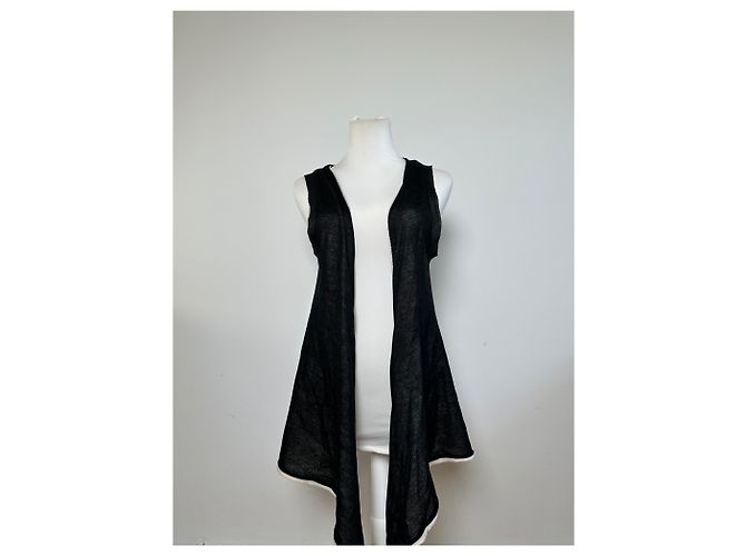 Vintage Issey Miyake Woll-Wickel-Top Schwarz Creme M - Ansicht 11