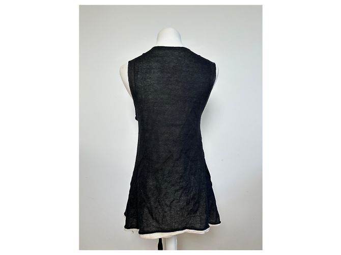 Vintage Issey Miyake Woll-Wickel-Top Schwarz Creme M - Ansicht 12
