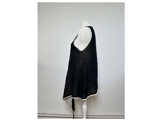 Vintage Issey Miyake Woll-Wickel-Top Schwarz Creme M - Ansicht 2
