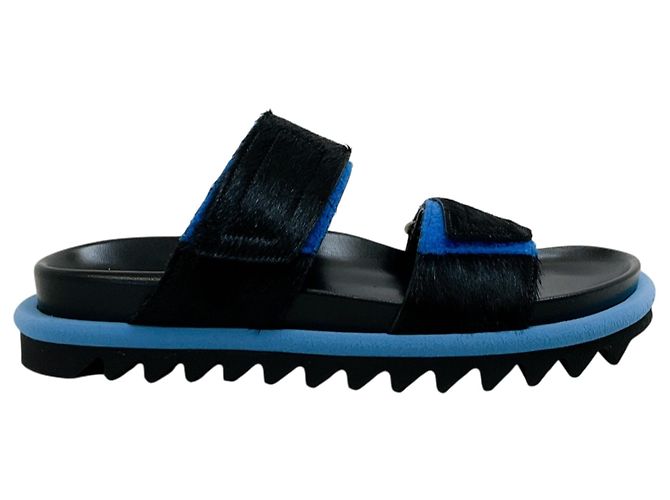 Sandali Dries van Noten con strap in velcro in pelle di vitello Nero / Blu - vista 2