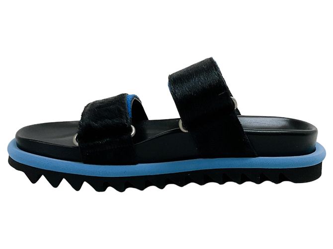 Sandali Dries van Noten con strap in velcro in pelle di vitello Nero / Blu - vista 3