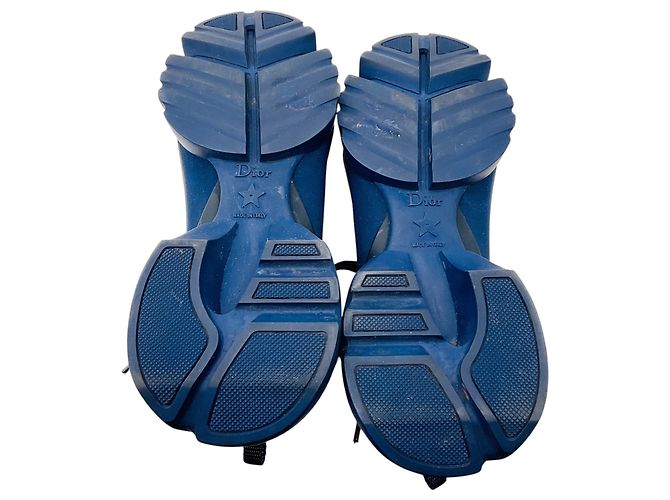 Sneakers Christian Dior in neoprene blu indaco e gros D-Connect - vista 6